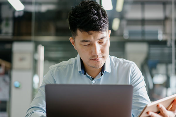 man at computer